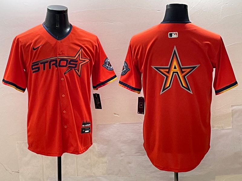Men Houston Astros Blank Orange Three generations Joint Name 2025 Nike MLB Jersey style 15->houston astros->MLB Jersey